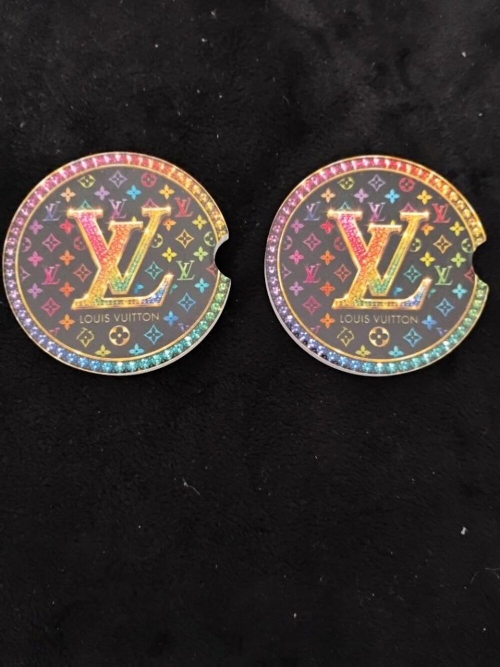 Monogram Car Coasters Set of 2 New